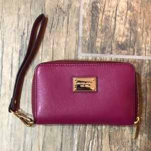 Michael Kors wristlet wallet Magenta 6”x4”x1”